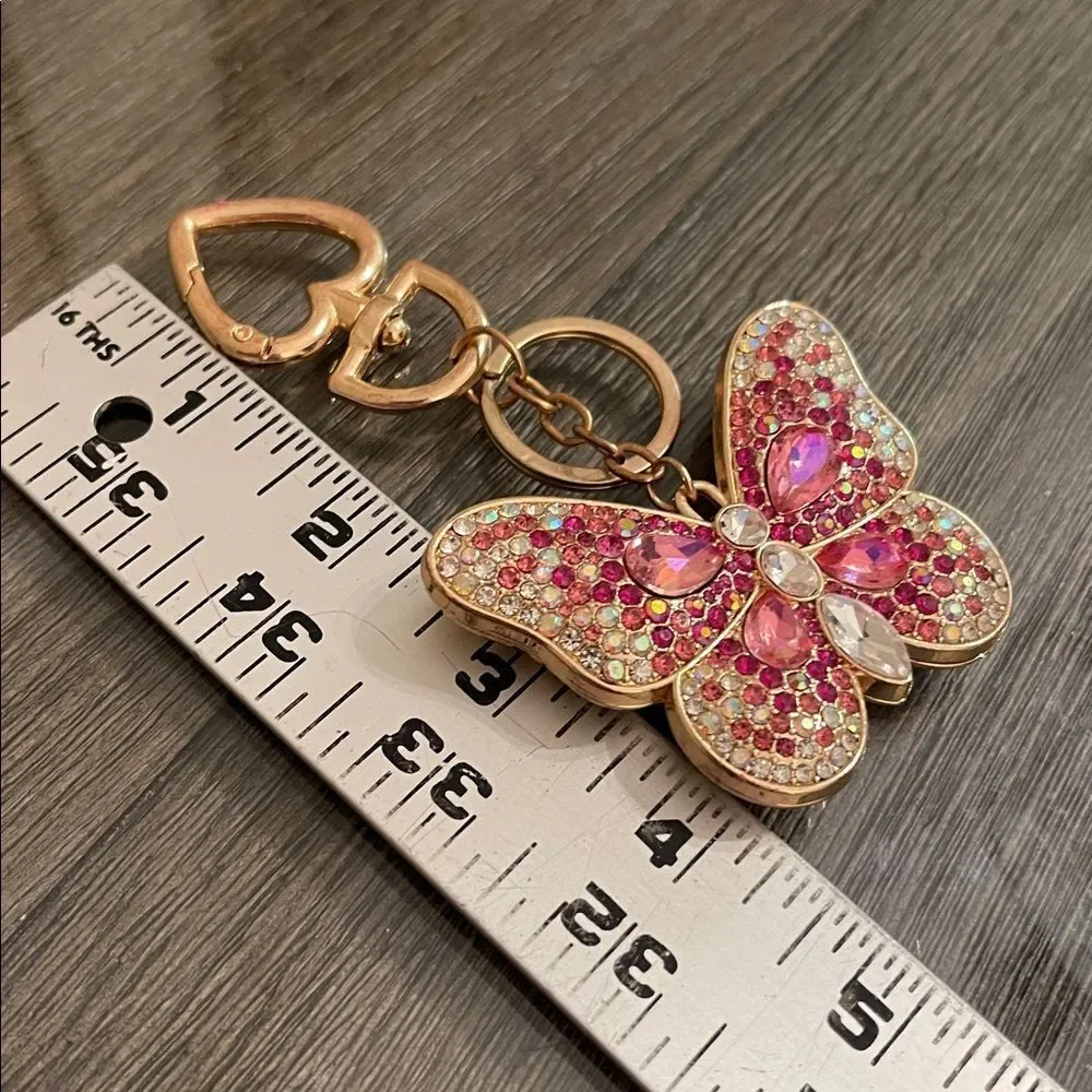 Iron Orchid Studio Rhinestone Butterfly Key Chain Bag Charm Iridescent Gems